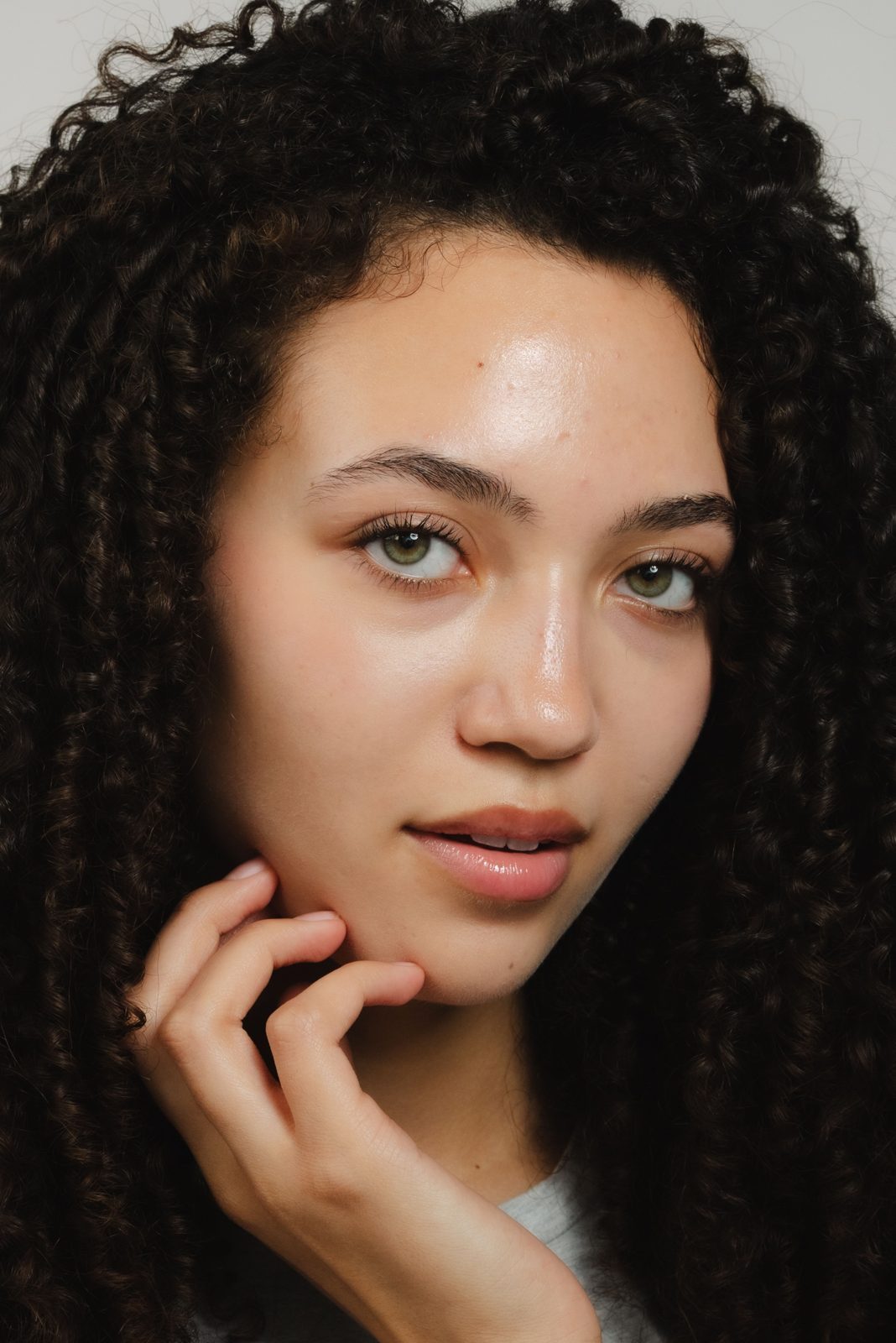 Close-up of a client with clear, glowing skin